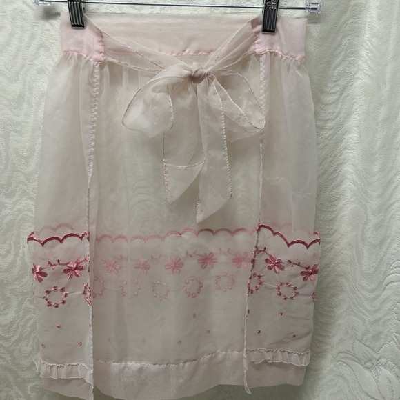Vintage Sheer Pink Mid-Century Apron ‎ 1950s Apparel Housewife Costume Grandma - Picture 7 of 7
